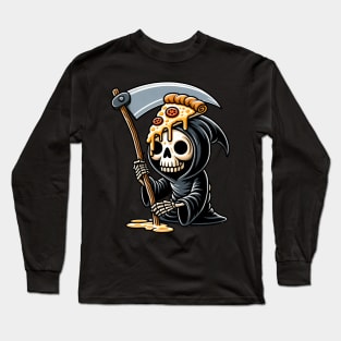 Grim Reaper  with Pizza, Funny Pizza lover Long Sleeve T-Shirt